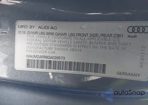 2016 Audi A5 2.0T Premium from USA, damaged, VIN WAUM2AFR8GA028573